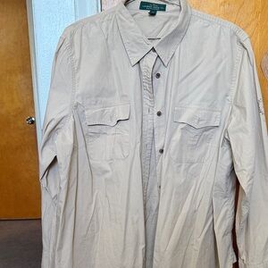 Lauren Ralph Lauren Neutral Tan Button-Front Work Shirt